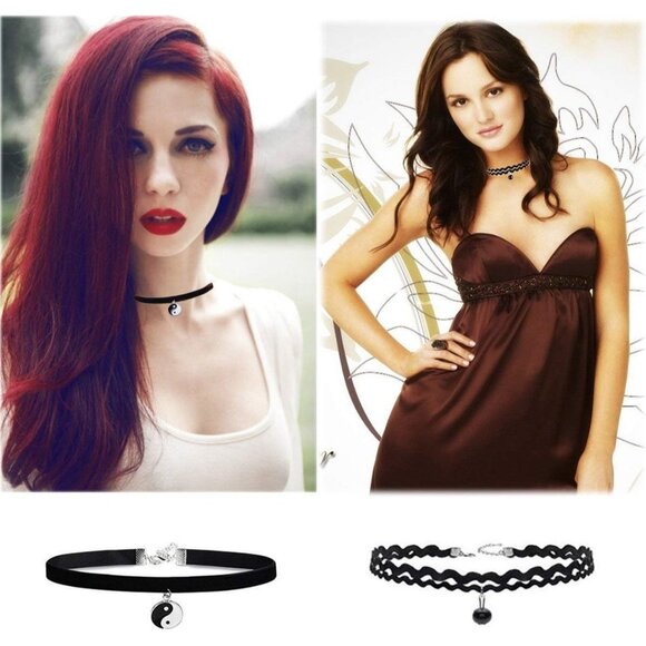 56-Pc Gothic Lace & Velvet Choker Necklace Set - Adjustable Elegance for Women - Picture 4 of 7